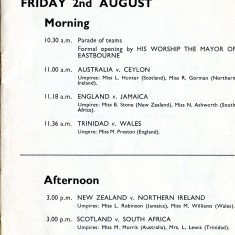Programme for the first day's play at the World Netball tournament 1963