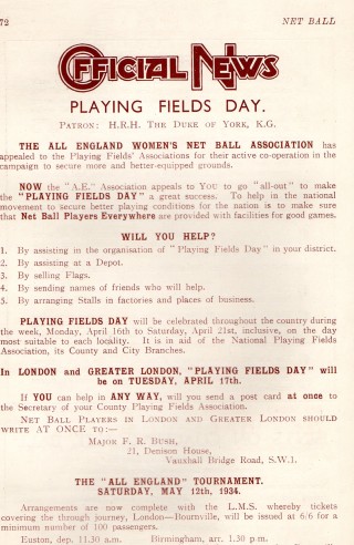 1933 All England Women's Net Ball Association
