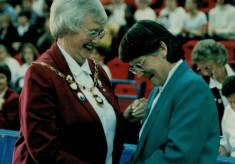 1997 Jean Perkins presented with her Life Membership Award by Jean Bourne, President