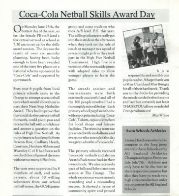 2001 Grange Community School, Bristol Coca Cola Skills Award Day