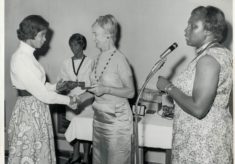 1971 3rd World Tournament, Rena Stratford presenting Jamaica Tourist Board with Medallion