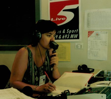BBC Radio Five Live broadcasting from the 9th World Netball Tournament in Birmingham 1995. | Niels Carruthers
