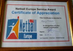 Mary French - Netball Europe Certificate